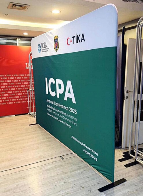 Custom straight tension fabric backdrop for conferences and events in Nairobi, Kenya