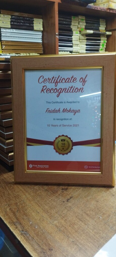 Custom framed certificate printing in Nairobi, Kenya