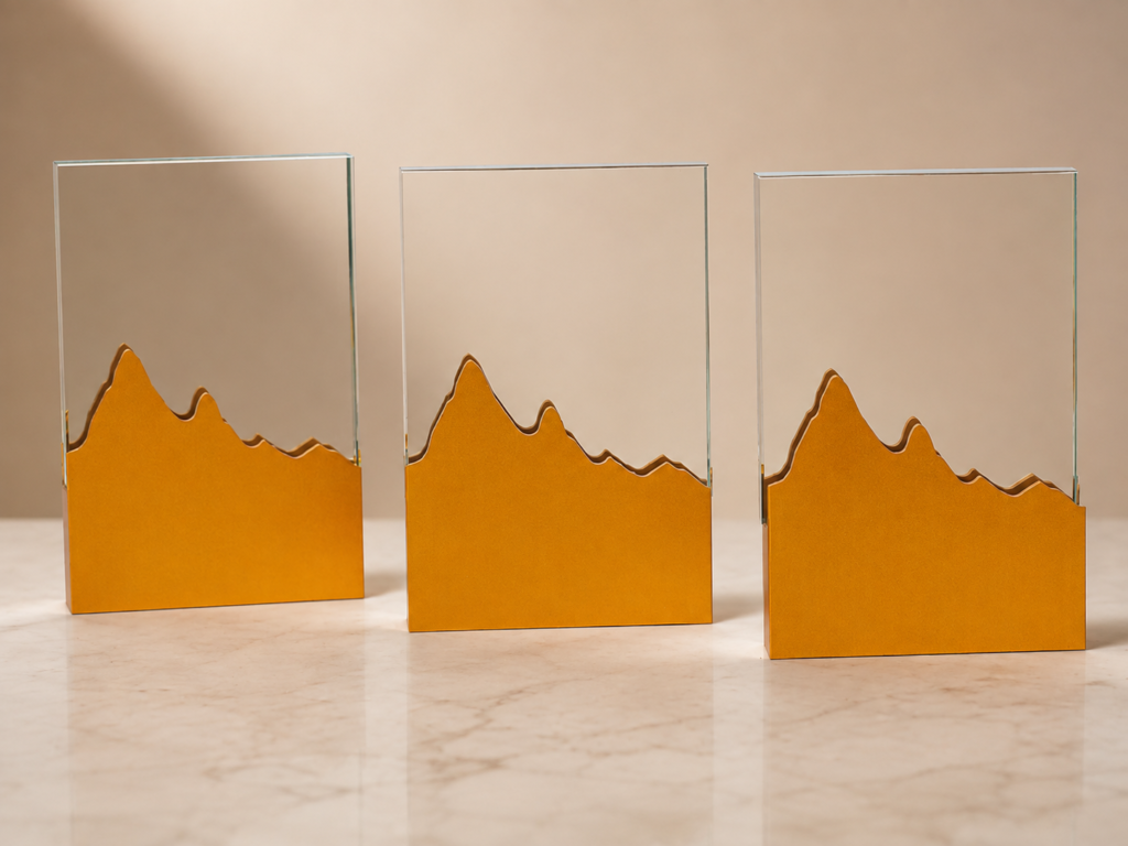 M525 Crystal Awards with Gold Mountain Detail