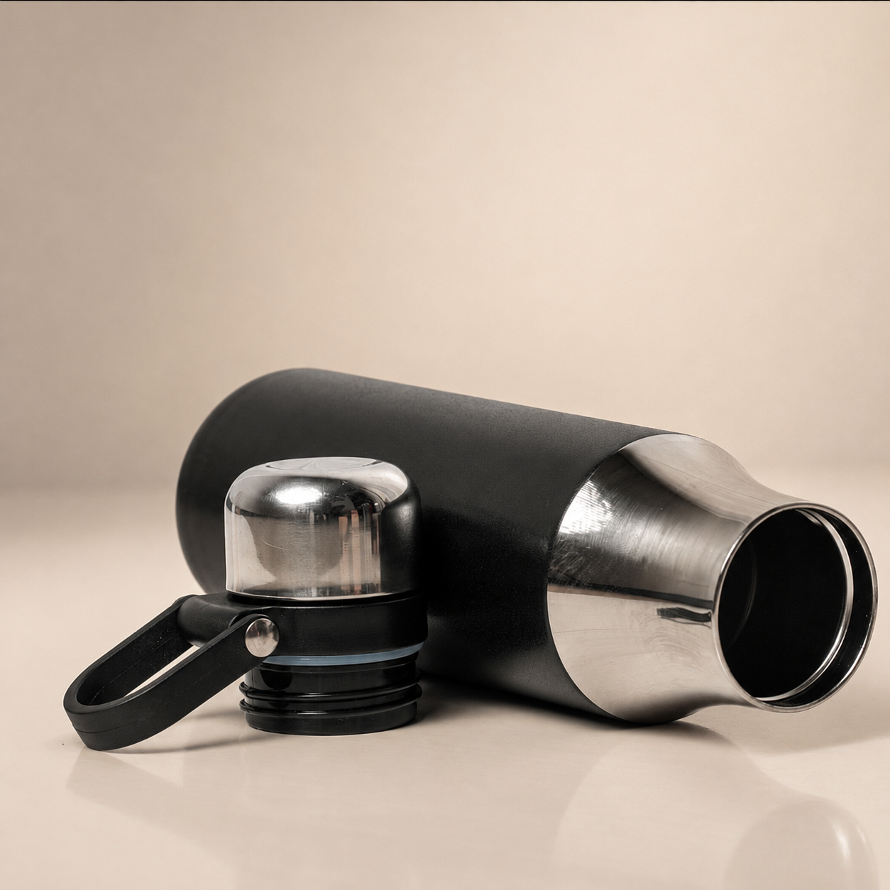 Black Arrow Steel Flask with Cap Removed