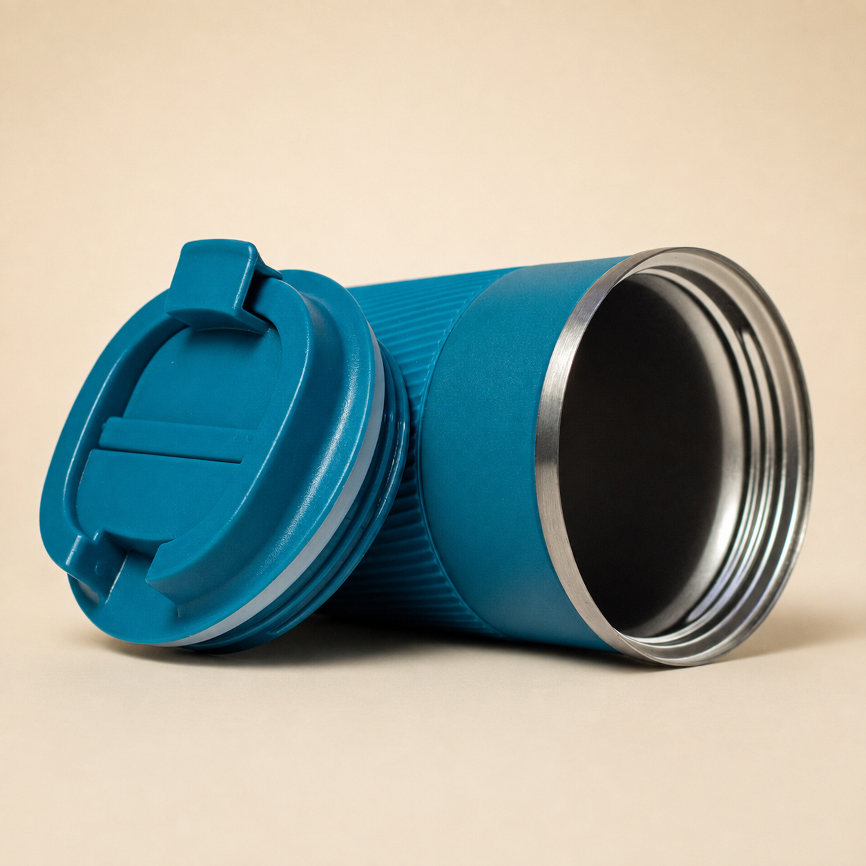 Teal Java Travel Mug with Lid Removed