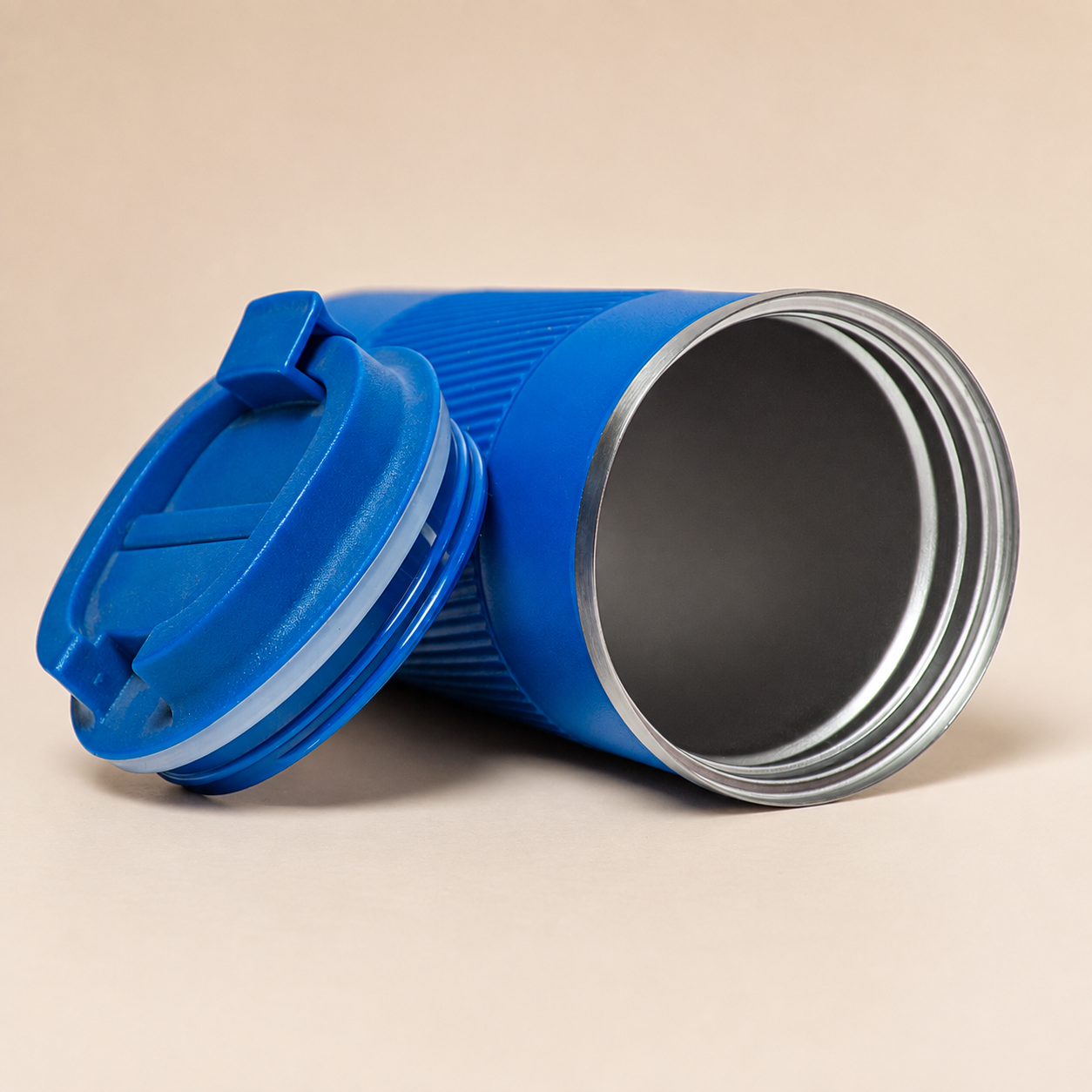 Blue Java Travel Mug with Lid Removed
