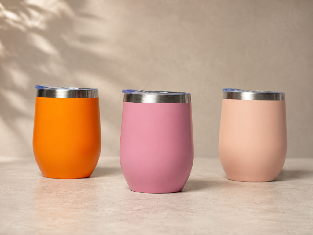 Wine Tumblers in Orange Pink and Peach