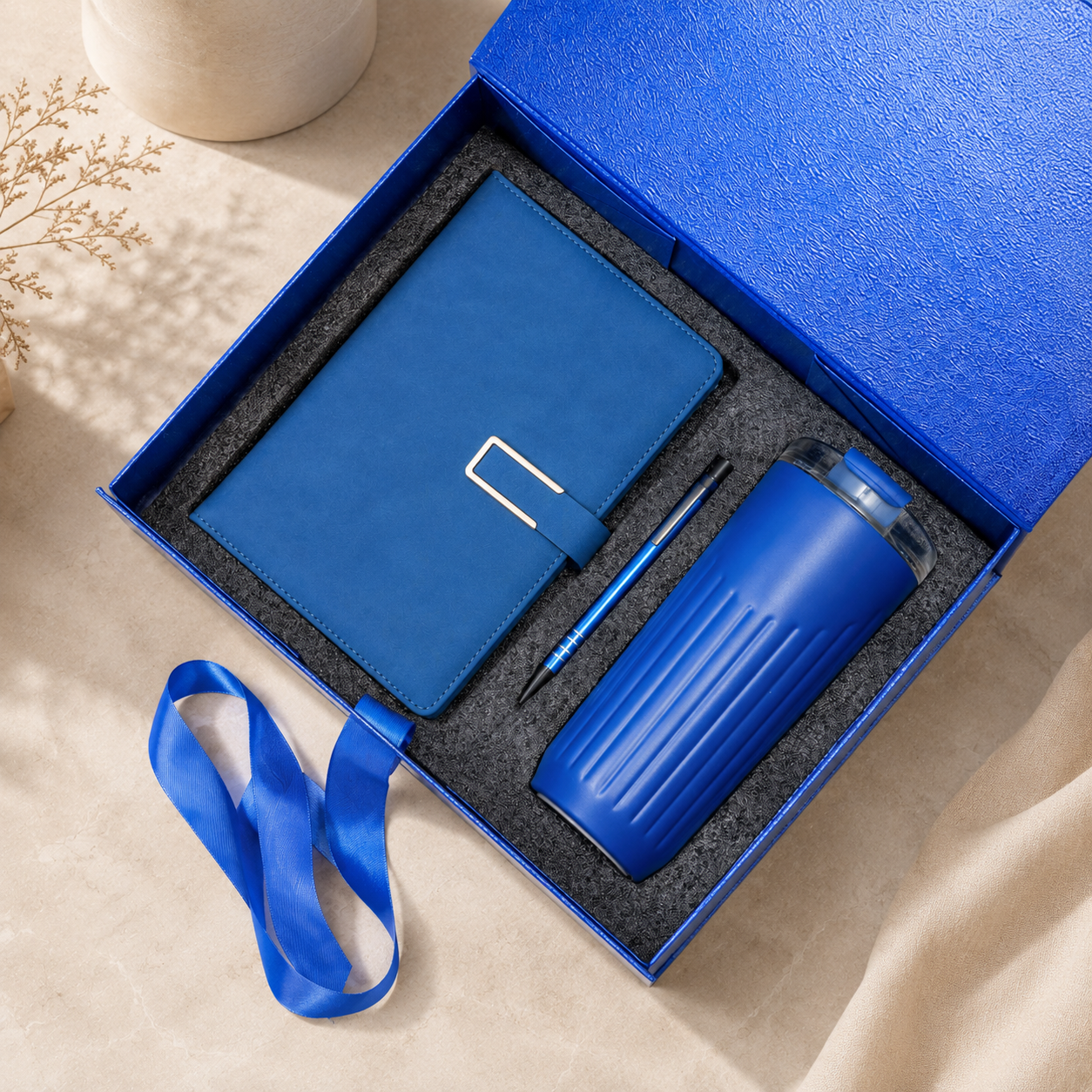 Blue Sleek Notebook and Tumbler Gift Set