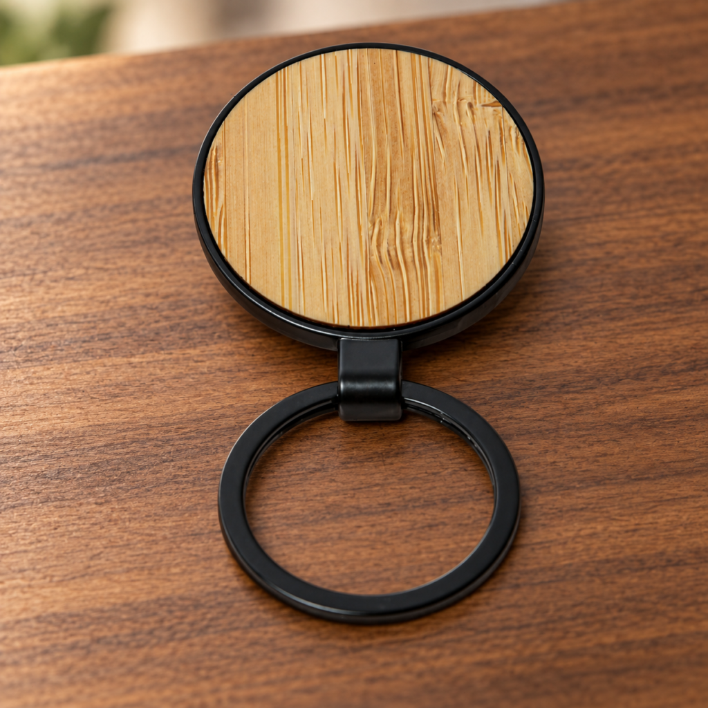 Round Metal and Wood Keyrings
