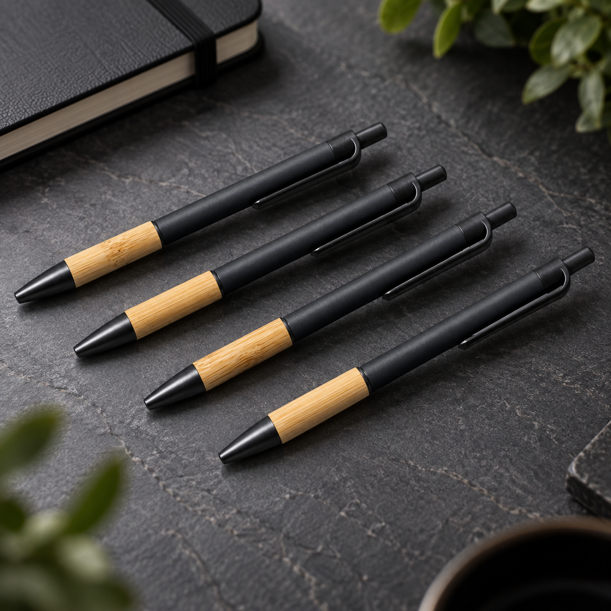 Black Code 001 Pens with Wood-Tone Grips