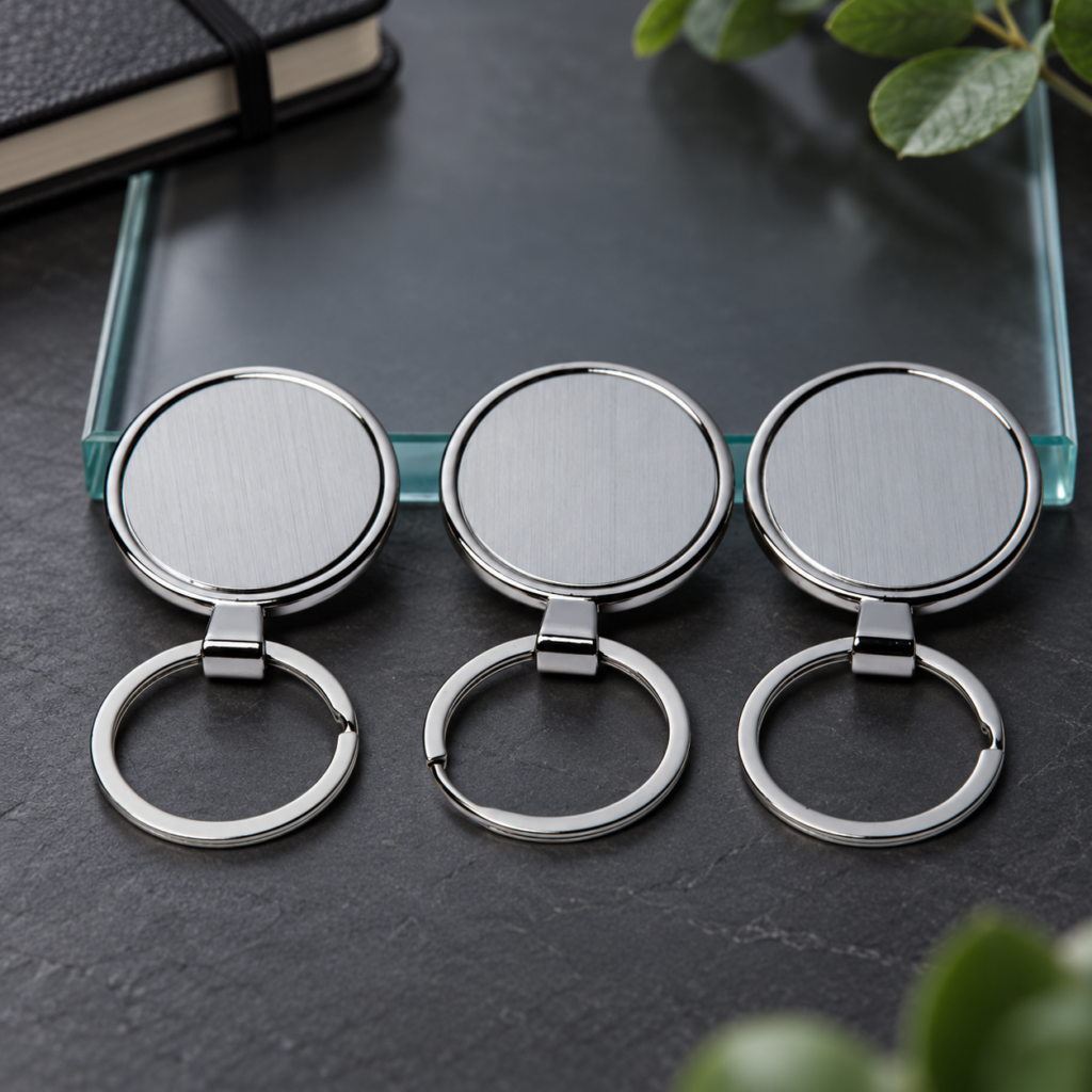 Round Silver Metal Keyrings