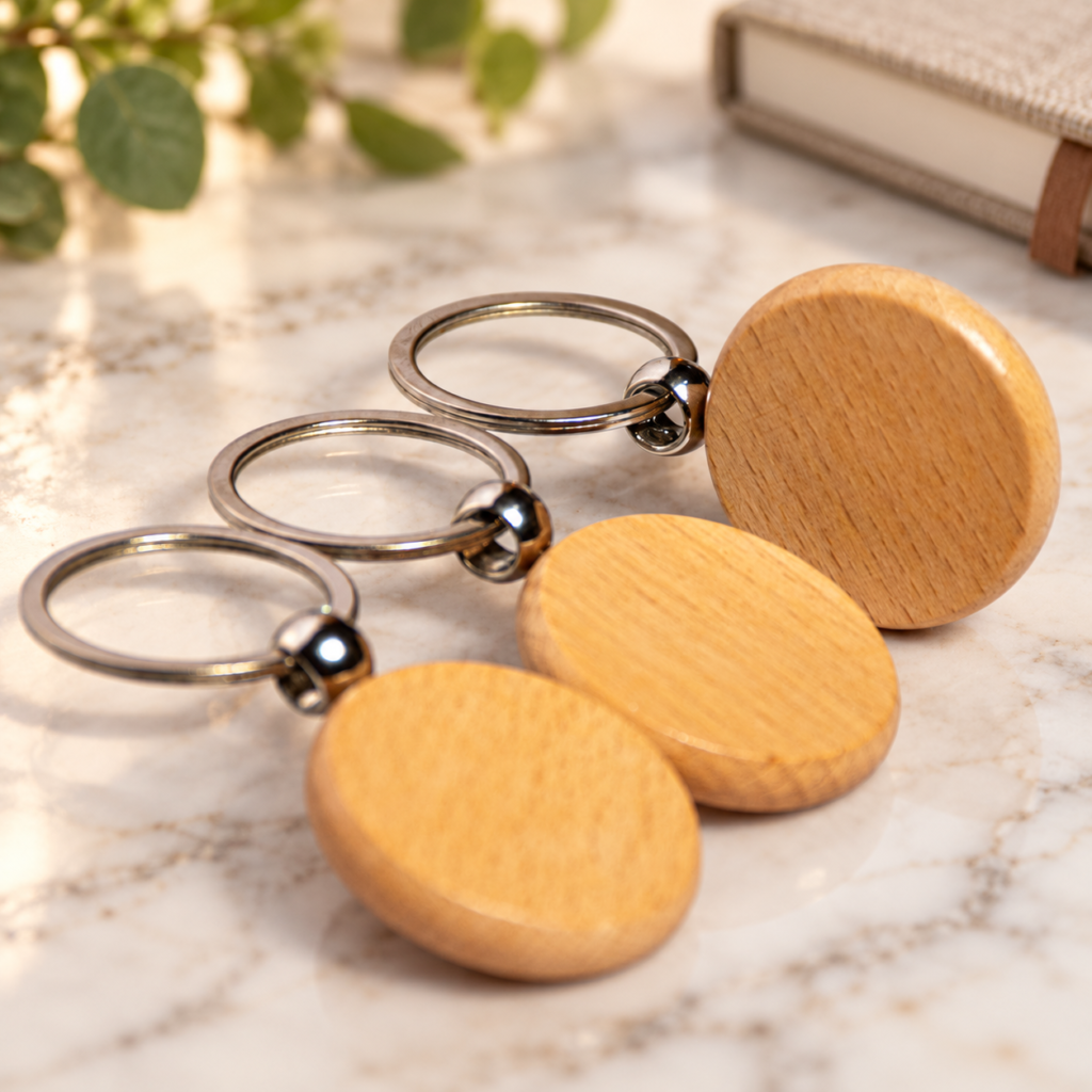 Round Wooden Keyrings