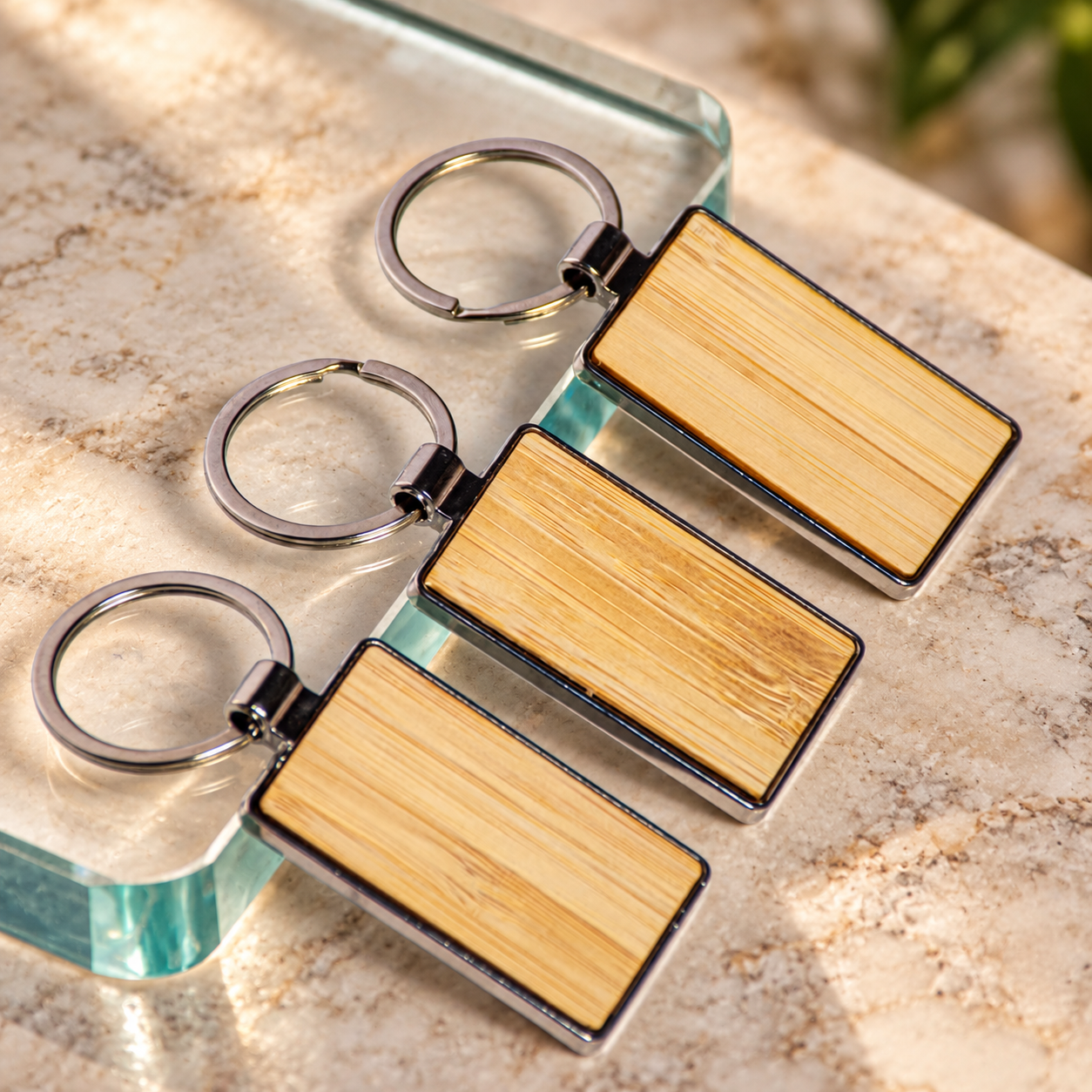 Rectangular Bamboo Keyrings