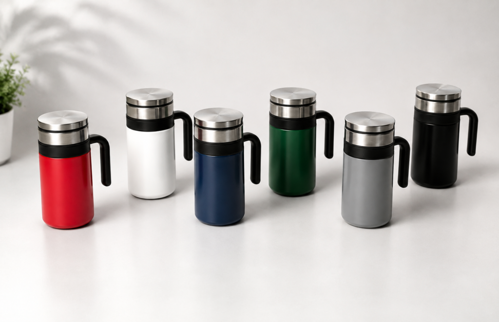 Insulated tea mug with stainless steel lid for corporate gifts in Kenya