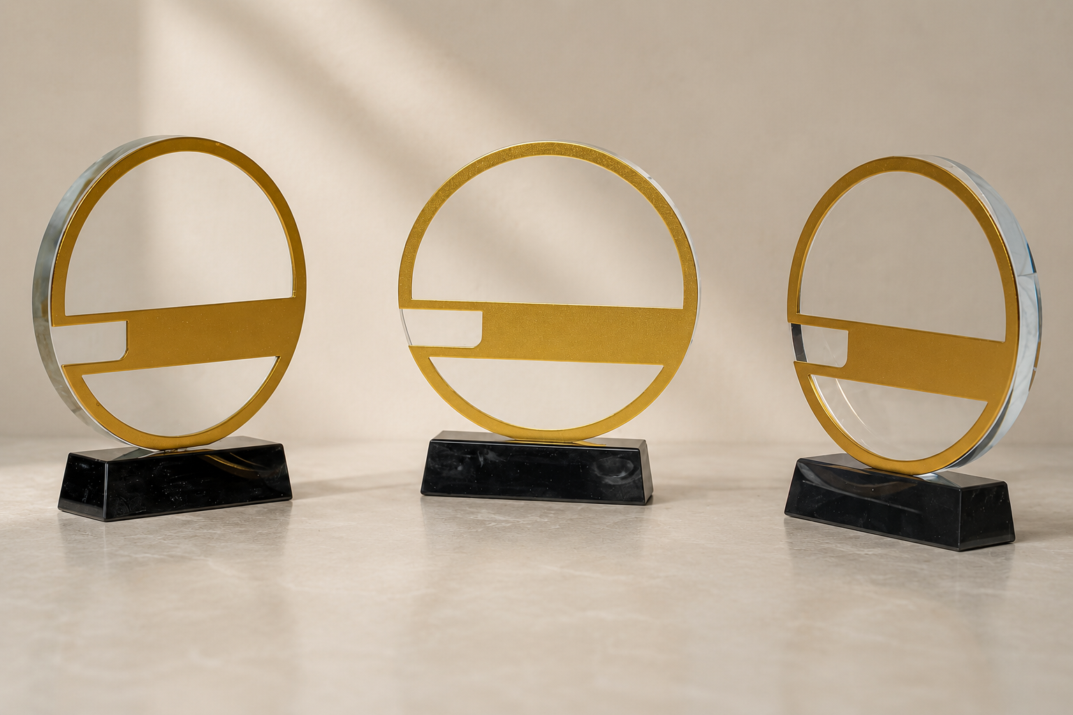 0134A Circular Gold-Tone Awards on Black Bases