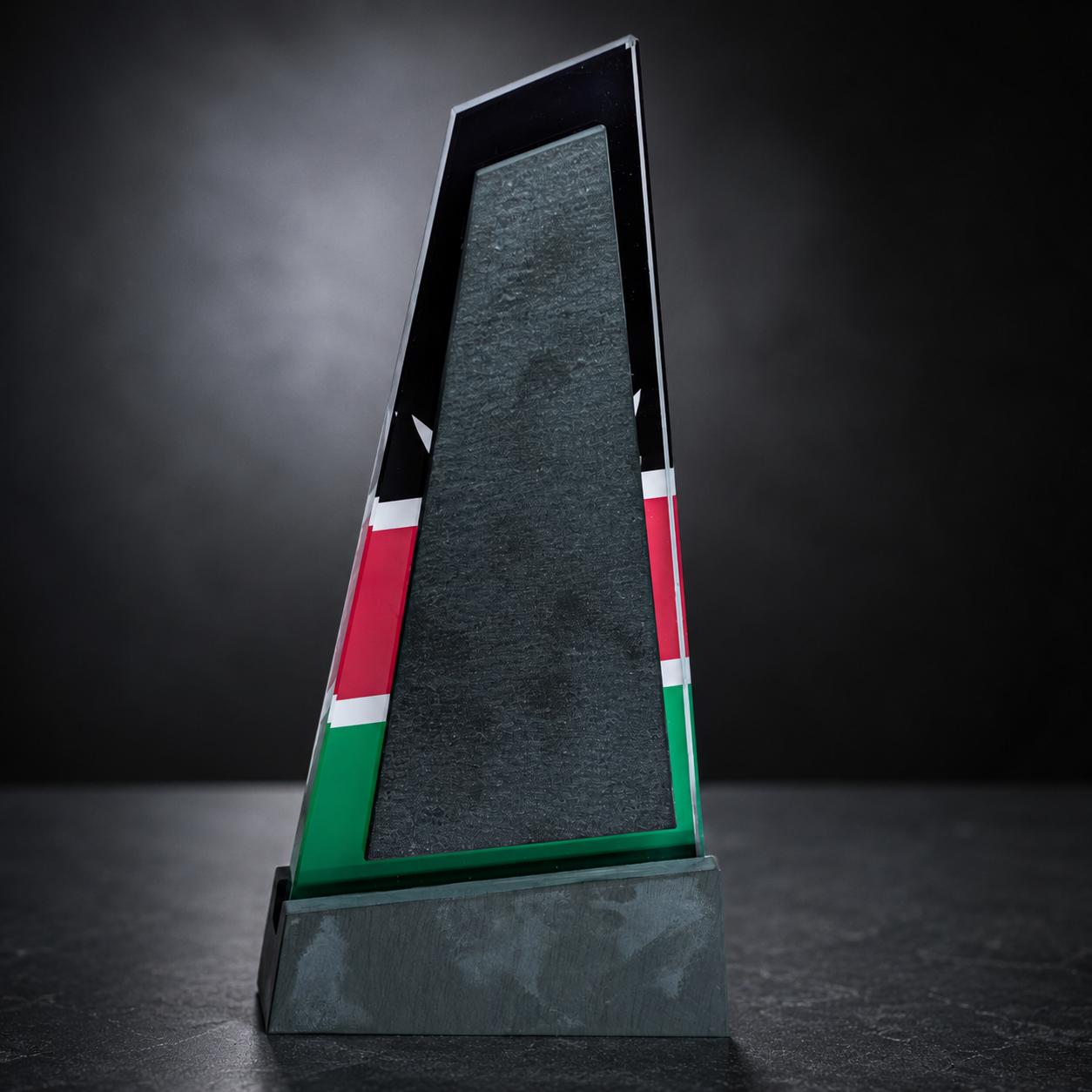 UN868 Crystal Award with Kenya Flag Colours