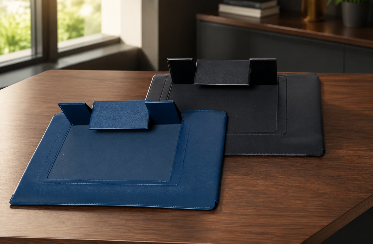 Blue and Black Laptop Sleeves with Folding Stands