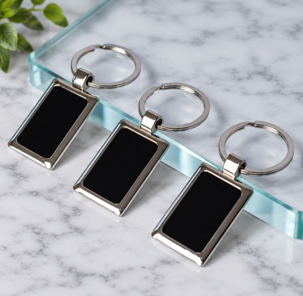 Rectangular Black Metal Keyrings