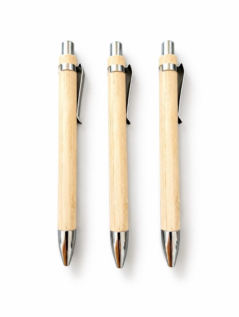 Silver Clip Bamboo Pens, showing the actual reference design on a white background